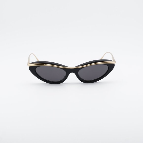 Loewe LW40166I 01A Sunglasses Shiny Black/Gold Cat Eye Frame, Grey Lenses main image 10